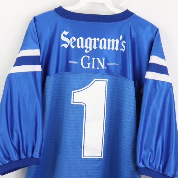 90s Mens XL Seagrams Gin Spell Out Football Jersey - Picture 2 of 7